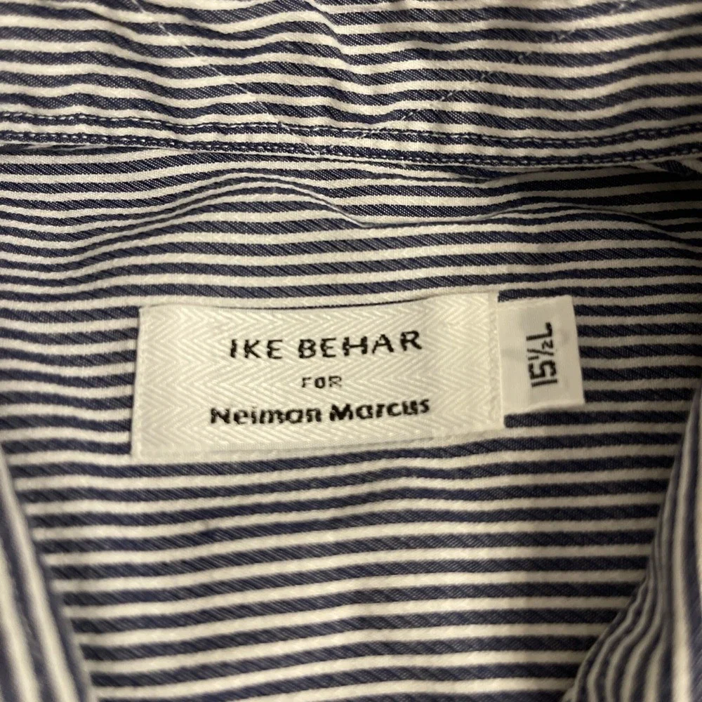 Ike Behar Neiman Marcus Mens French Cuff Pinstripe Dress Shirt cufflink Work‎